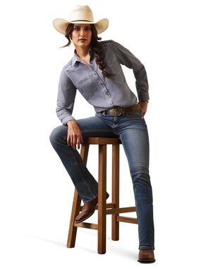 Ariat NWT Ladies R.E.A.L Billie Jean Embroidered Chambray Shirt 10043451